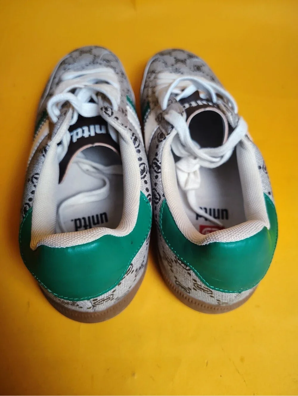 Ecko Unltd Monogram Low Top Sneakers Green White Grey Rhino Men's Size 8.5 Used